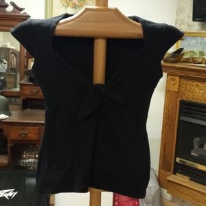 Pinup coutur front tie black shirt